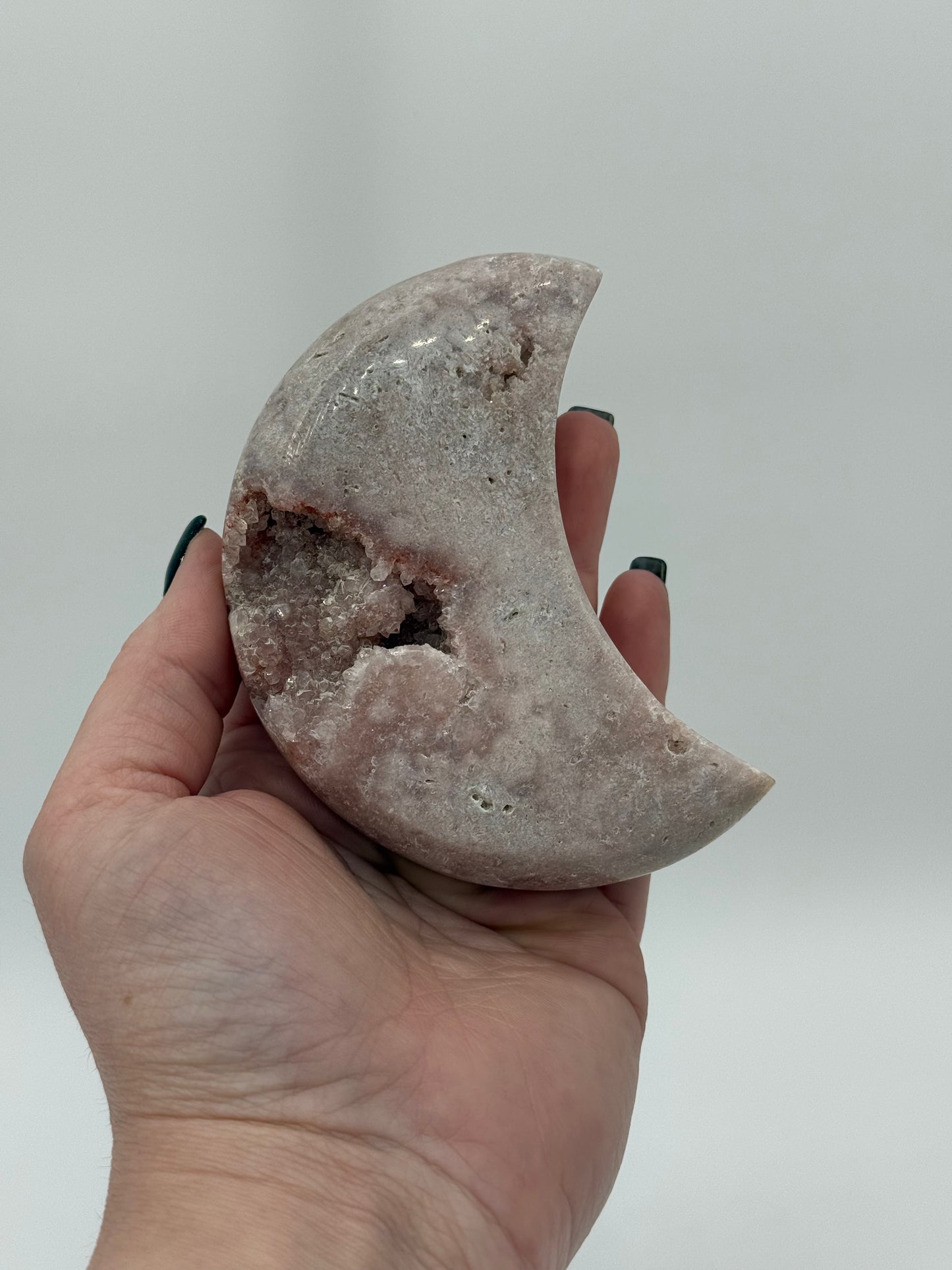 Pink Amethyst Moon Carvings
