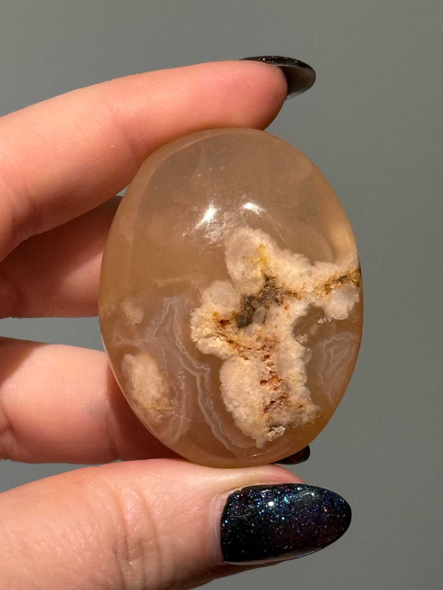 Flower Agate Palm Stones